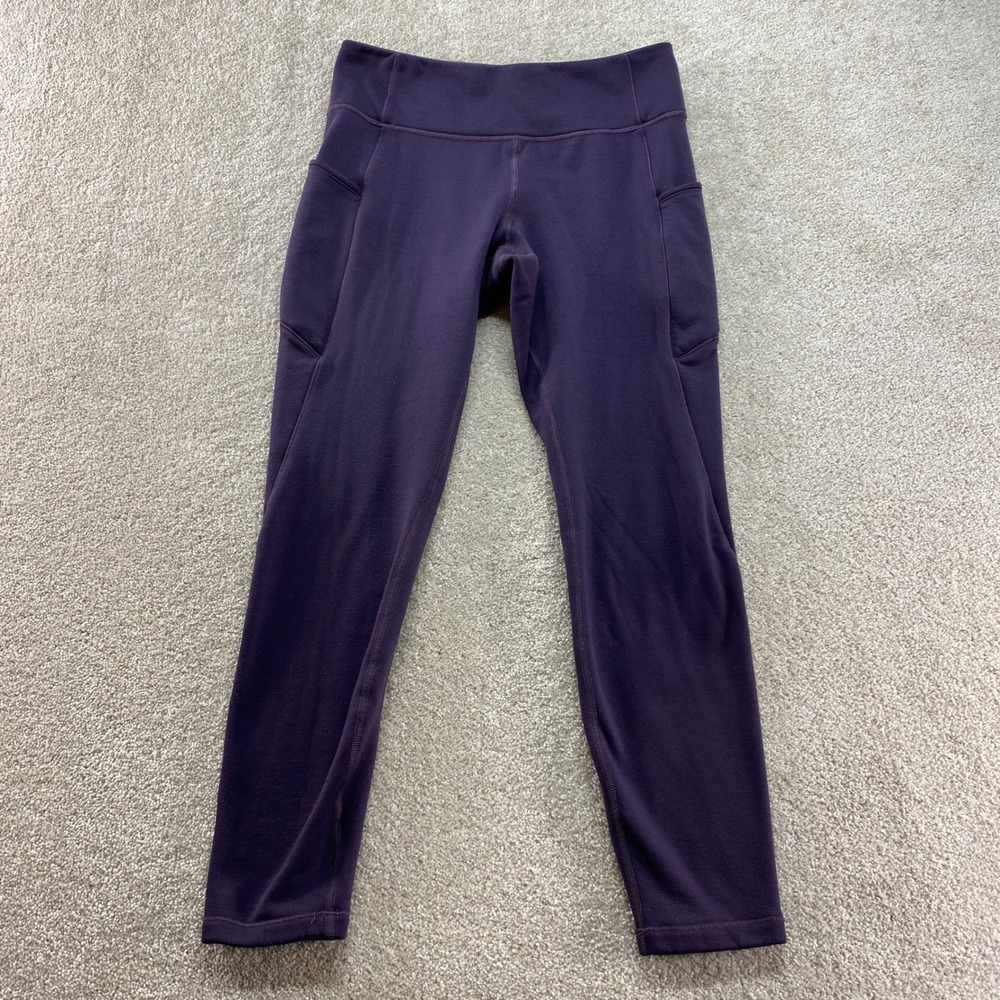 Athleta Altitude Edge Stash Tight Womens Medium Purple Leggings Pockets Mid Rise